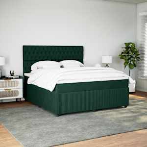 Box spring postel s matrací tmavě zelená 180x200 cm samet - obrázek 3