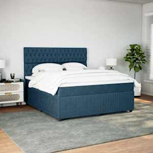 Box spring postel s matrací tmavě modrá 180x200 cm samet - obrázek 3
