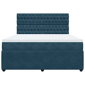Box spring postel s matrací tmavě modrá 180x200 cm samet - obrázek 4
