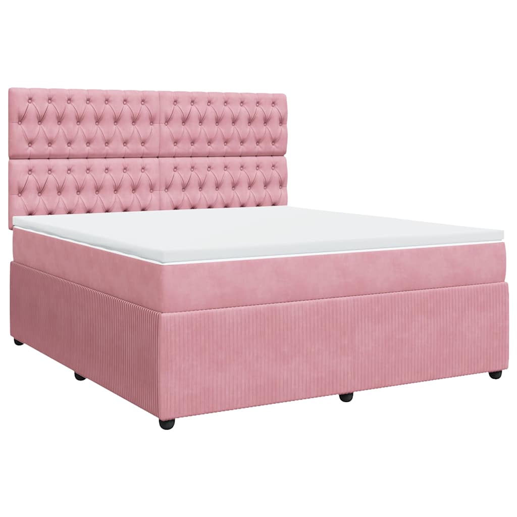 vidaXL Box spring postel s matrací růžová 180x200 cm samet