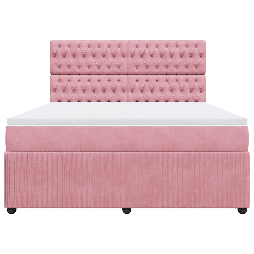 vidaXL Boxspring met matras fluweel roze 180x200 cm, foto 4