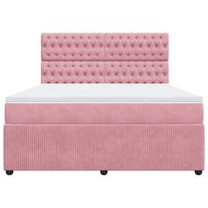 Box spring postel s matrací růžová 180x200 cm samet - obrázek 4