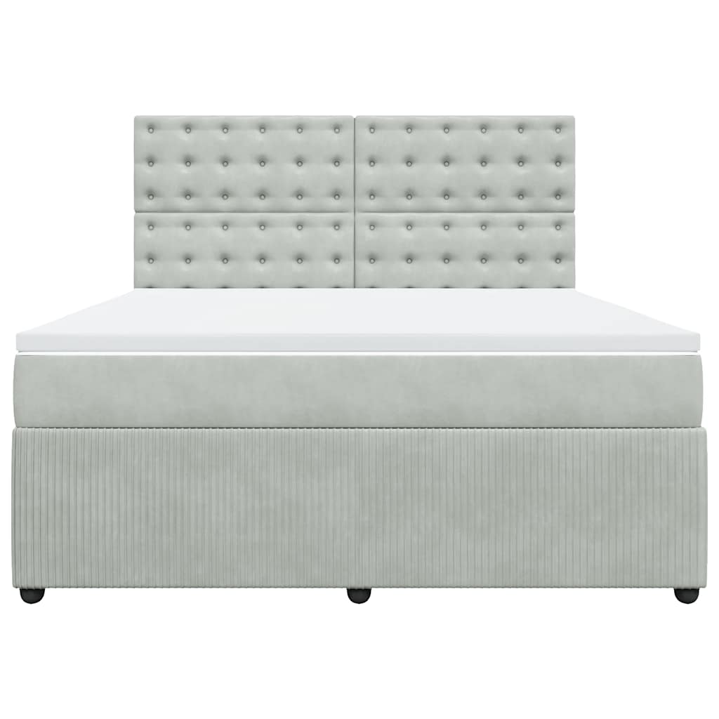 vidaXL Boxspring met matras fluweel lichtgrijs 180x200 cm grijs, foto 4