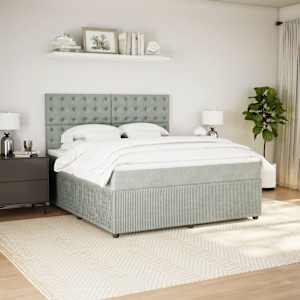 Box spring postel s matrací světle šedá 180x200 cm samet - obrázek 3