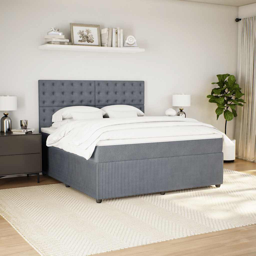 vidaXL Boxspring met matras fluweel donkergrijs 180x200 cm afbeelding