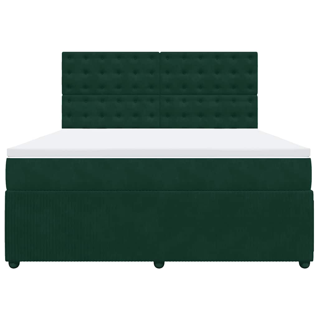 vidaXL Boxspring met matras fluweel donkergroen 180x200 cm groen, foto 4