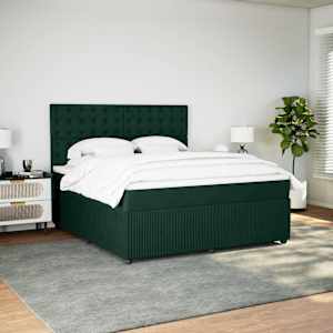 Box spring postel s matrací tmavě zelená 180x200 cm samet - obrázek 3