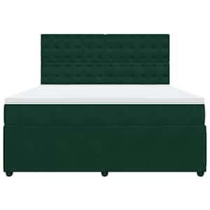 Box spring postel s matrací tmavě zelená 180x200 cm samet - obrázek 4