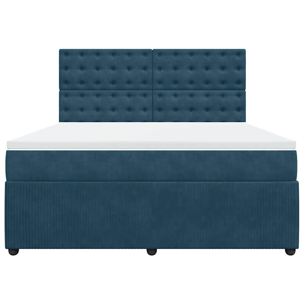 vidaXL Boxspring met matras fluweel donkerblauw 180x200 cm blauw, foto 4
