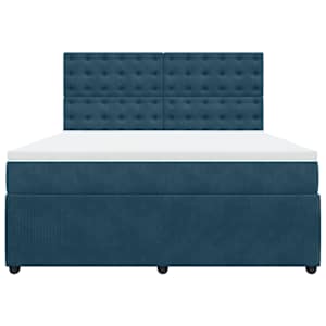 Box spring postel s matrací tmavě modrá 180x200 cm samet - obrázek 4