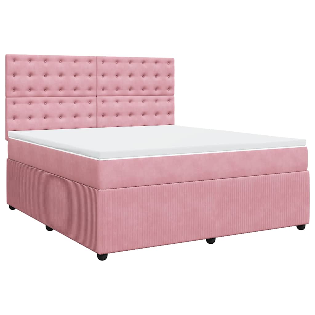 vidaXL Box spring postel s matrací růžová 180x200 cm samet