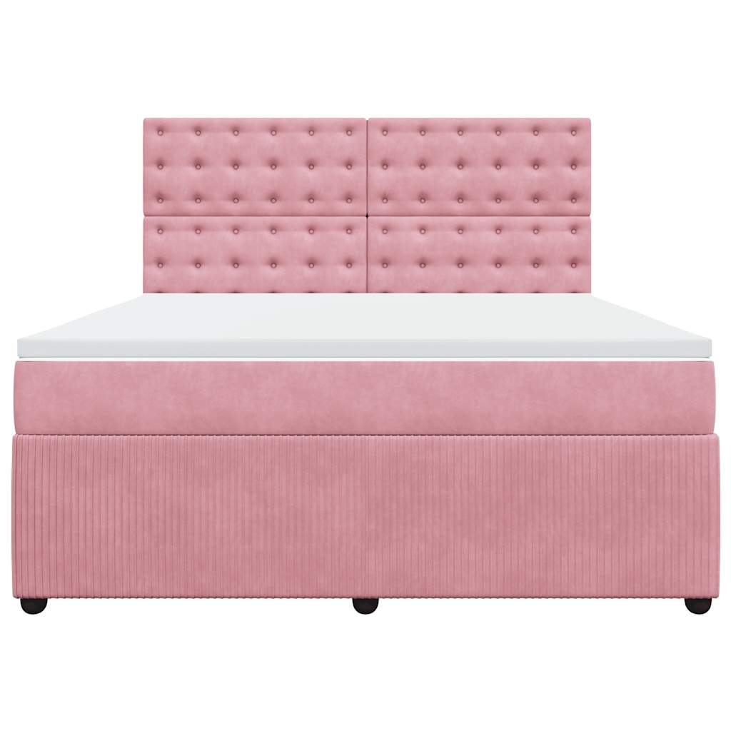 vidaXL Boxspring met matras fluweel roze 180x200 cm, foto 4