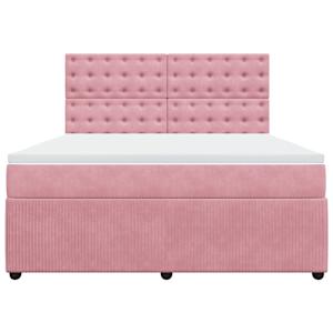 Box spring postel s matrací růžová 180x200 cm samet - obrázek 4
