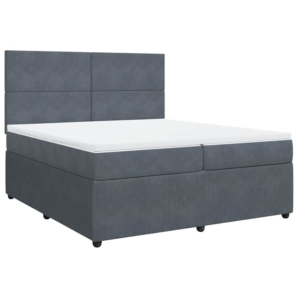 vidaXL Box spring postel s matrací tmavě šedá 200x200 cm samet