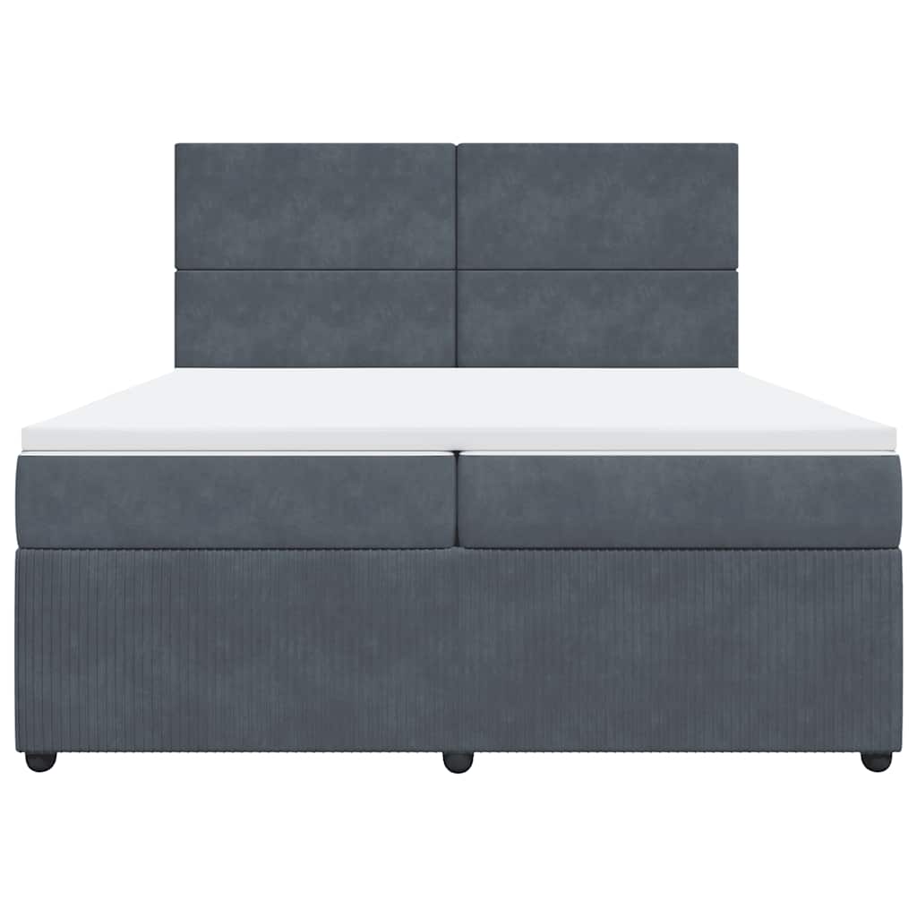 vidaXL Boxspring met matras fluweel donkergrijs 200x200 cm grijs, foto 4