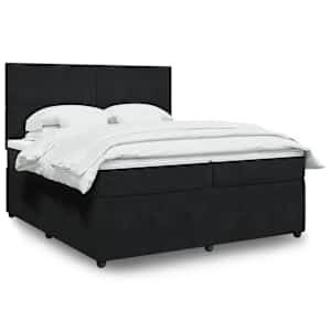 Box spring postelja z vzmetnico črna 200x200 cm žamet
