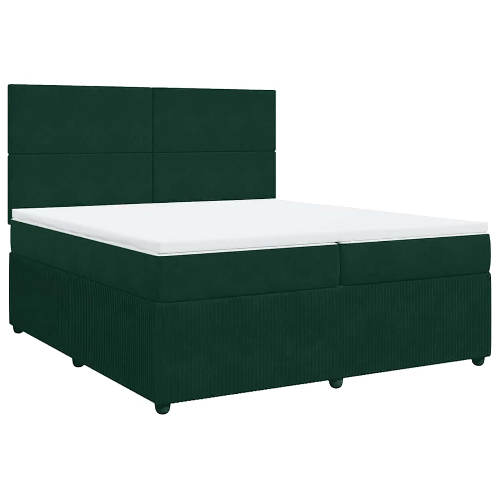 vidaXL Boxspring met matras fluweel donkergroen 200x200 cm groen, foto 3