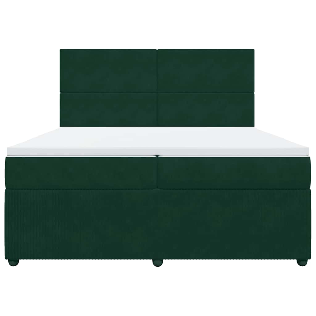 vidaXL Boxspring met matras fluweel donkergroen 200x200 cm groen, foto 4