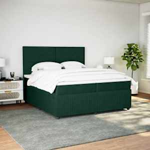 Box spring postel s matrací tmavě zelená 200x200 cm samet - obrázek 3