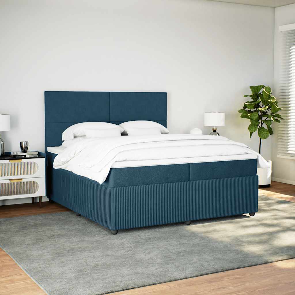 vidaXL Boxspring met matras fluweel donkerblauw 200x200 cm blauw, foto 2