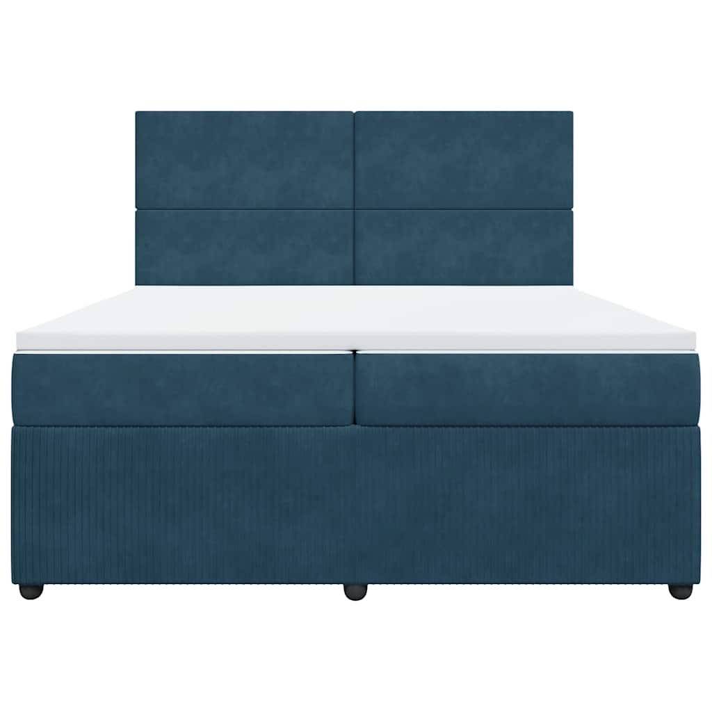 vidaXL Boxspring met matras fluweel donkerblauw 200x200 cm blauw, foto 4