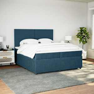 Box spring postel s matrací tmavě modrá 200x200 cm samet - obrázek 3