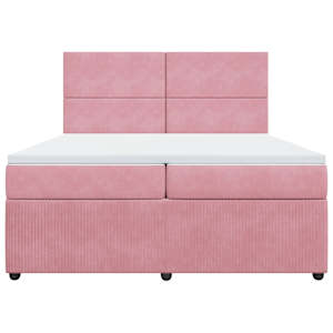 Box spring postel s matrací růžová 200x200 cm samet - obrázek 4