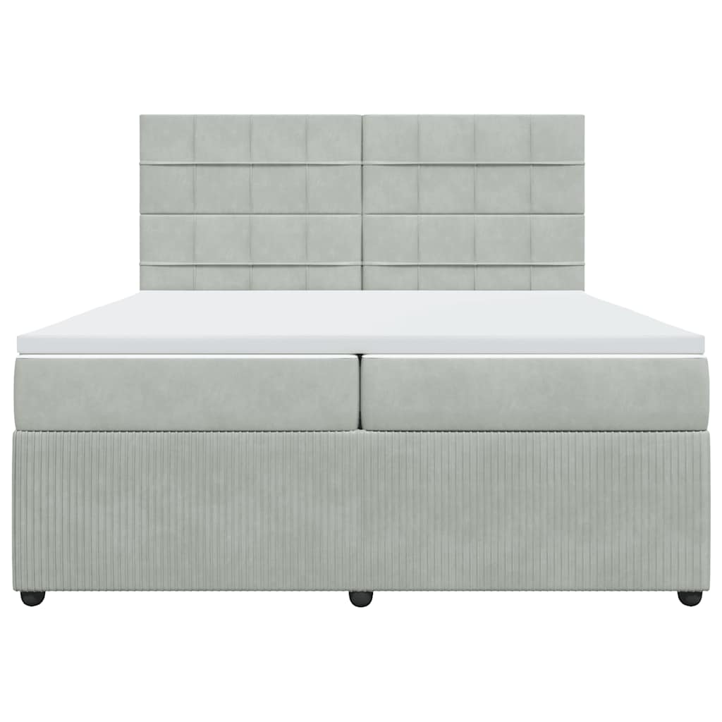 vidaXL Boxspring met matras fluweel lichtgrijs 200x200 cm grijs, foto 4