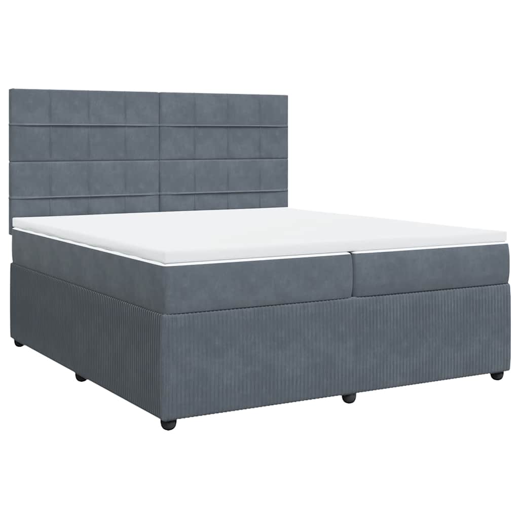 vidaXL Boxspring met matras fluweel donkergrijs 200x200 cm grijs, foto 3