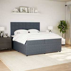 Box spring postel s matrací tmavě šedá 200x200 cm samet - obrázek 3