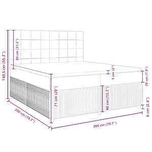 Box spring postel s matrací tmavě šedá 200x200 cm samet - obrázek 13