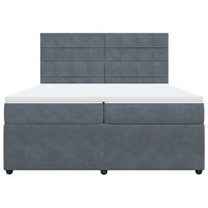 Box spring postel s matrací tmavě šedá 200x200 cm samet - obrázek 4
