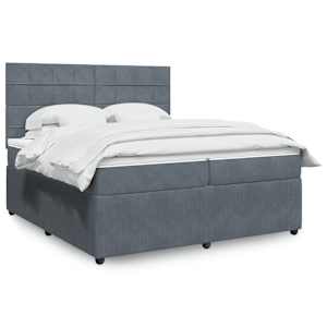 Box spring postelja z vzmetnico temno siva 200x200 cm žamet