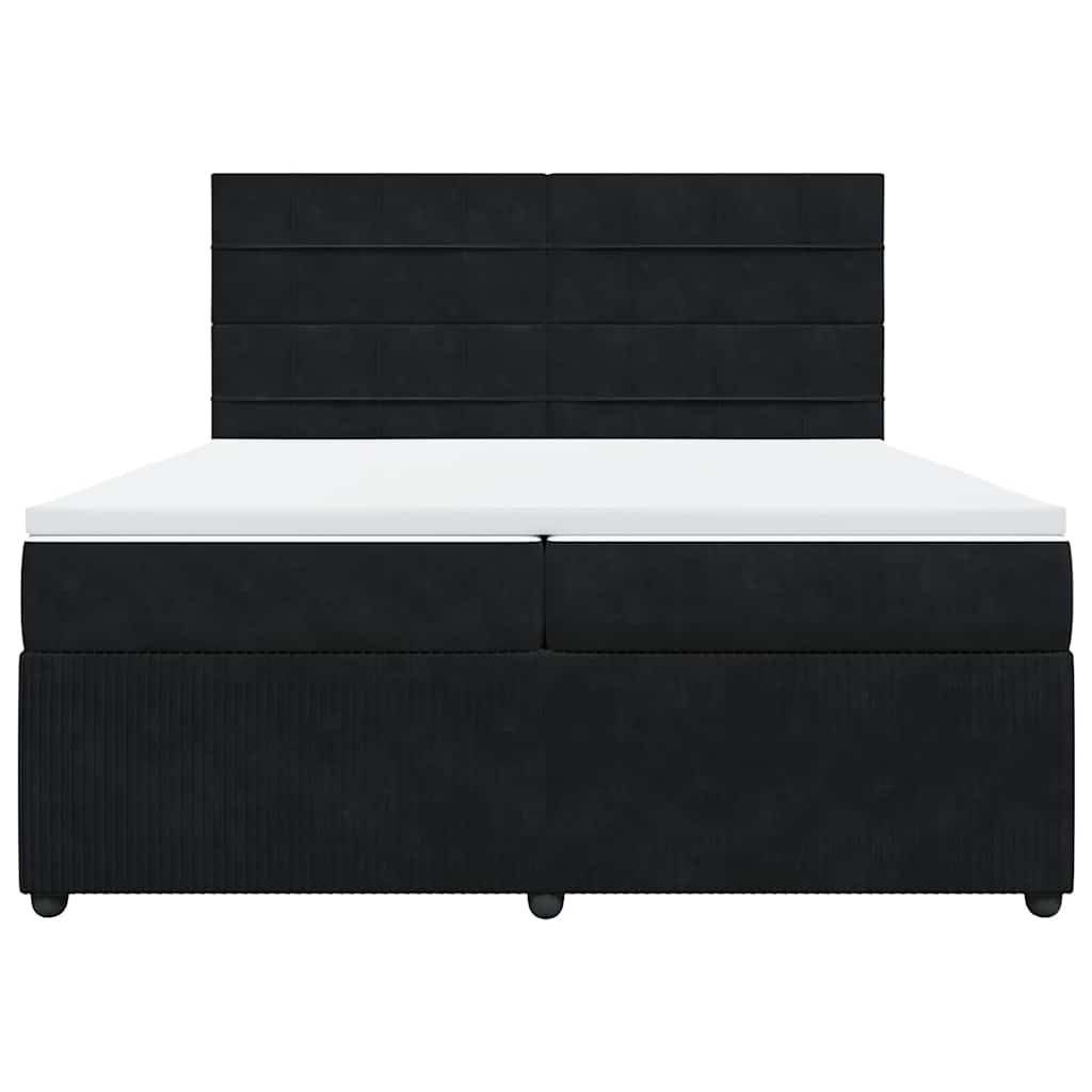 vidaXL Boxspring met matras fluweel zwart 200x200 cm, foto 4