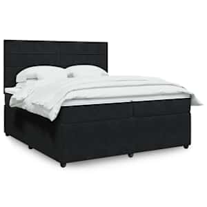Box spring postelja z vzmetnico črna 200x200 cm žamet