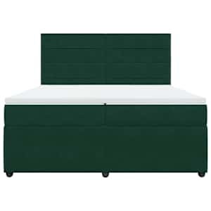 Box spring postel s matrací tmavě zelená 200x200 cm samet - obrázek 4