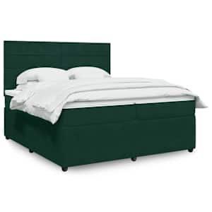 Box spring postelja z vzmetnico temno zelena 200x200 cm žamet