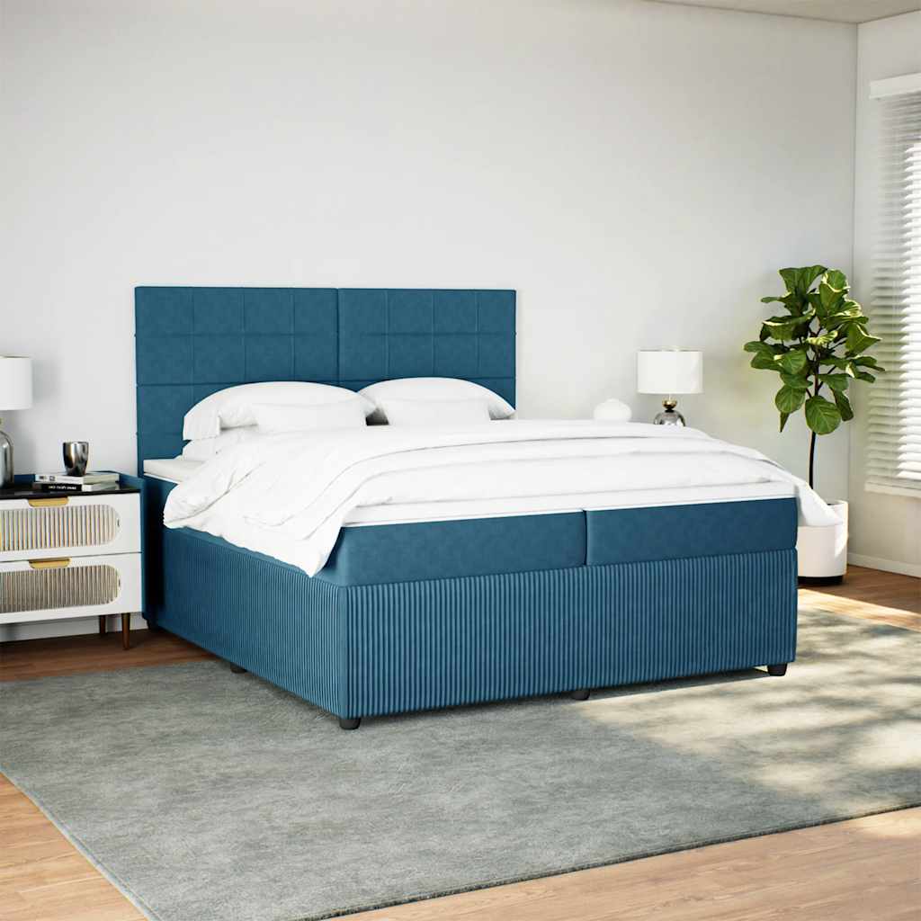 Thumbnail - vidaXL Boxspringbett mit Matratze Dunkelblau 200x200 cm Samt