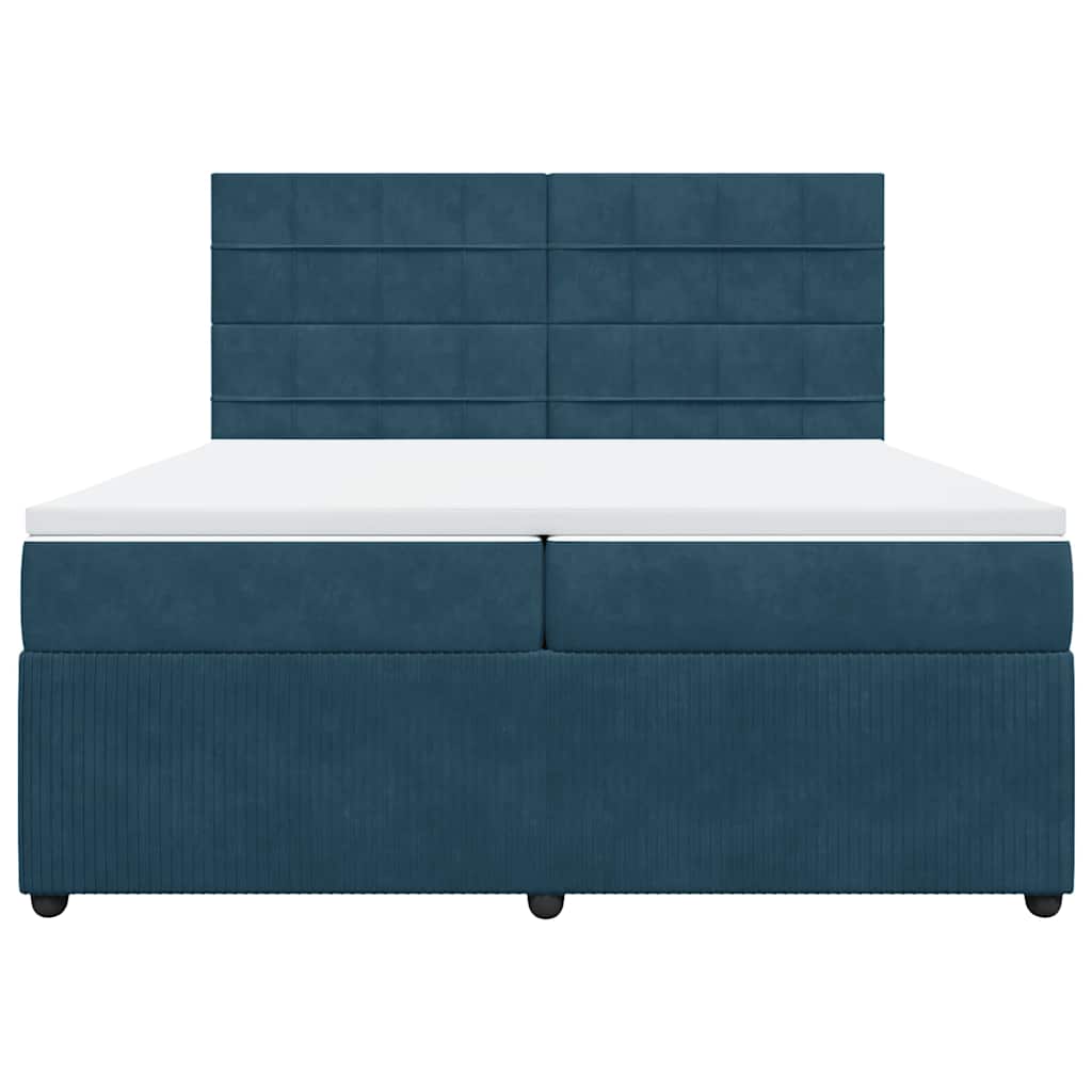 vidaXL Boxspring met matras fluweel donkerblauw 200x200 cm blauw, foto 4