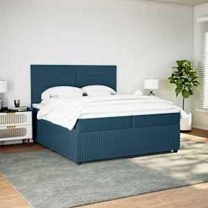 Box spring postel s matrací tmavě modrá 200x200 cm samet - obrázek 3