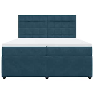 Box spring postel s matrací tmavě modrá 200x200 cm samet - obrázek 4