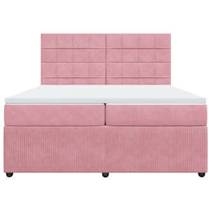 Box spring postel s matrací růžová 200x200 cm samet - obrázek 4