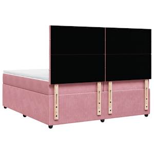 Box spring postel s matrací růžová 200x200 cm samet - obrázek 6