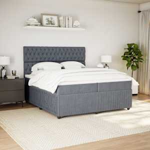 Box spring postel s matrací tmavě šedá 200x200 cm samet - obrázek 3