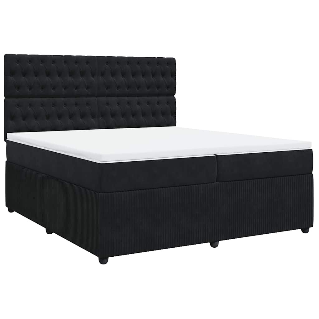 vidaXL Boxspring met matras fluweel zwart 200x200 cm, foto 3