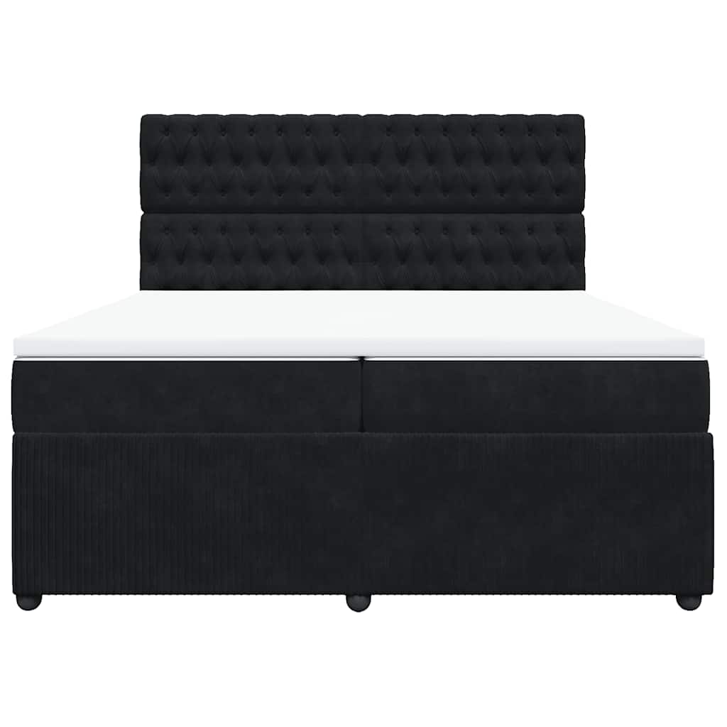 vidaXL Boxspring met matras fluweel zwart 200x200 cm, foto 4