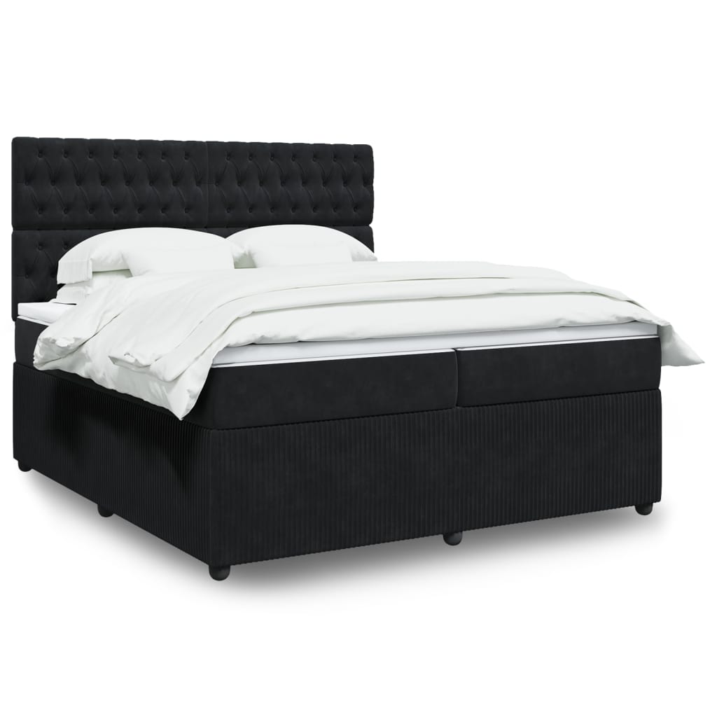 Boxspringbett mit Matratze Schwarz 200×200 cm Samt