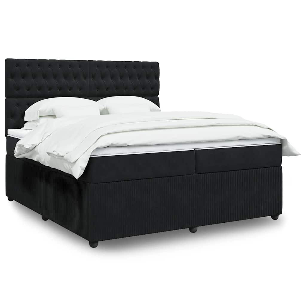 Thumbnail - vidaXL Boxspringbett mit Matratze Schwarz 200x200 cm Samt