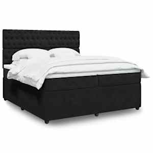 Box spring postelja z vzmetnico črna 200x200 cm žamet