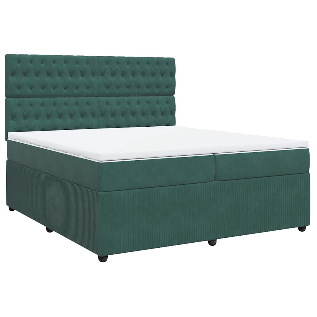 vidaXL Box spring postel s matrací tmavě zelená 200x200 cm samet